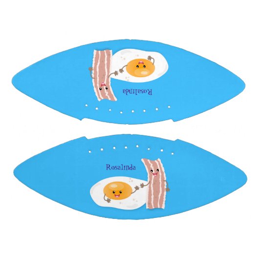 Cute kawaii egg and bacon cartoon illustration american football (Panelen)