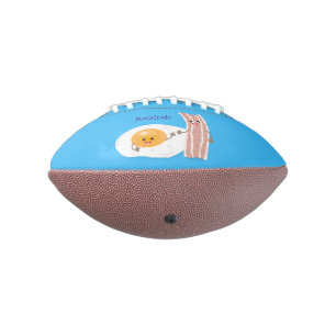 Cute kawaii egg and bacon cartoon illustration american football