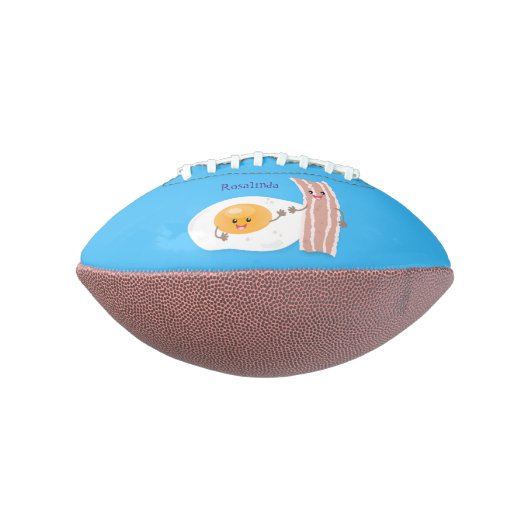 Cute kawaii egg and bacon cartoon illustration american football (Gedraaid 90)