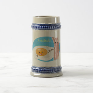Cute kawaii egg and bacon cartoon illustration bierpul