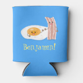 Cute kawaii egg and bacon cartoon illustration blikjeskoeler (Voorkant)