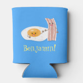 Cute kawaii egg and bacon cartoon illustration blikjeskoeler (Achterkant)
