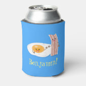 Cute kawaii egg and bacon cartoon illustration blikjeskoeler (Blikje Achterkant)