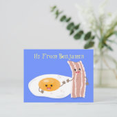 Cute kawaii egg and bacon cartoon illustration briefkaart (Staand voorkant)