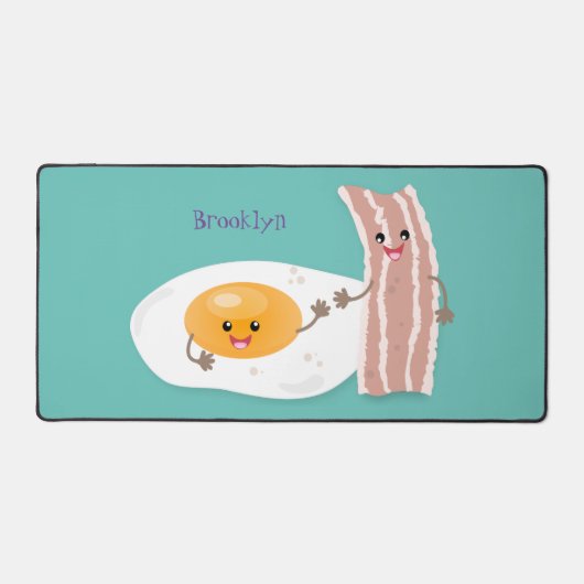 Cute kawaii egg and bacon cartoon illustration bureaumat (Voorkant)