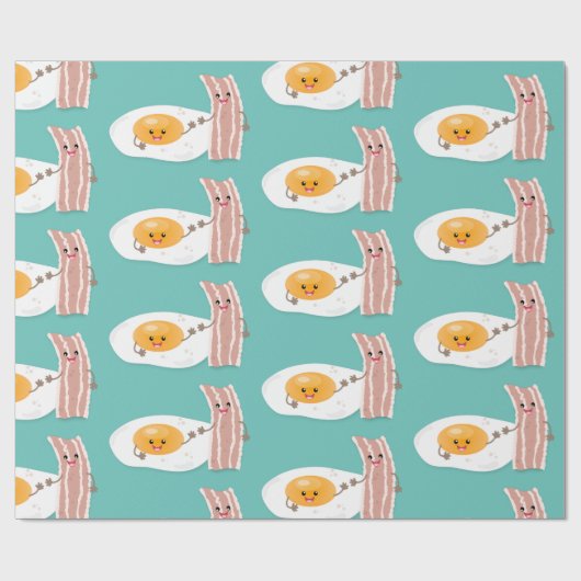 Cute kawaii egg and bacon cartoon illustration cadeaupapier (Vlak)