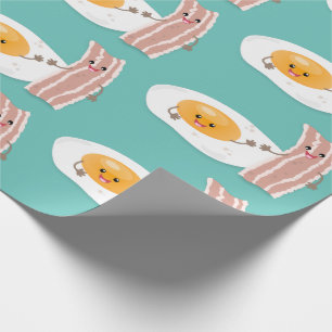 Cute kawaii egg and bacon cartoon illustration cadeaupapier