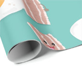 Cute kawaii egg and bacon cartoon illustration cadeaupapier (Rol Hoek)
