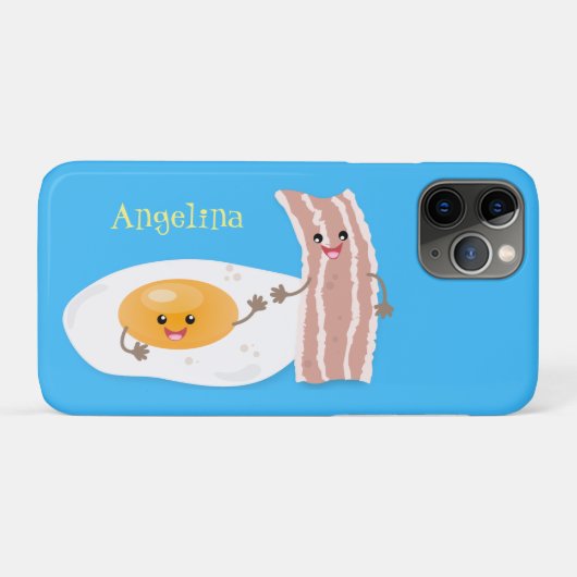 Cute kawaii egg and bacon cartoon illustration Case-Mate iPhone case (Achterkant (horizontaal))
