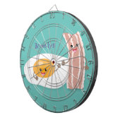 Cute kawaii egg and bacon cartoon illustration dartbord (Voorkant Rechts)