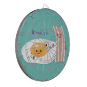 Cute kawaii egg and bacon cartoon illustration dartbord (Voorkant Links)