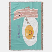 Cute kawaii egg and bacon cartoon illustration deken (Voorkant Verticaal)