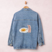 Cute kawaii egg and bacon cartoon illustration denim jacket (Hangar)