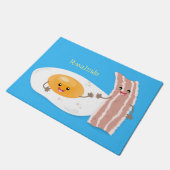 Cute kawaii egg and bacon cartoon illustration deurmat (Schuin)