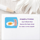 Cute kawaii egg and bacon cartoon illustration etiket (Insitu)