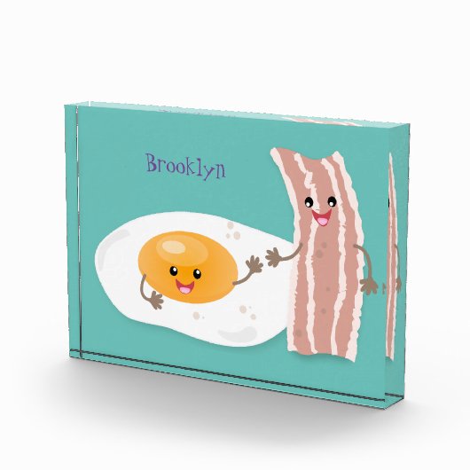 Cute kawaii egg and bacon cartoon illustration fotoblokken (Rechts)