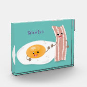 Cute kawaii egg and bacon cartoon illustration fotoblokken (Links)