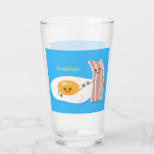 Cute kawaii egg and bacon cartoon illustration glas (Achterkant)