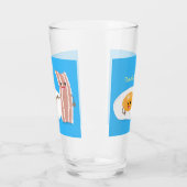 Cute kawaii egg and bacon cartoon illustration glas (Links)