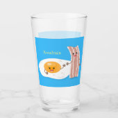 Cute kawaii egg and bacon cartoon illustration glas (Voorkant)