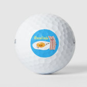 Cute kawaii egg and bacon cartoon illustration golfballen (Voorkant)