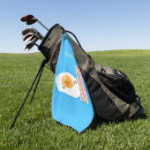 Cute kawaii egg and bacon cartoon illustration golfhanddoek (Groen)