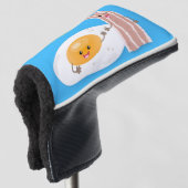 Cute kawaii egg and bacon cartoon illustration golfheadcover (3/4 voorkant)