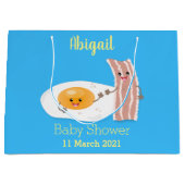 Cute kawaii egg and bacon cartoon illustration groot cadeauzakje (Voorkant)