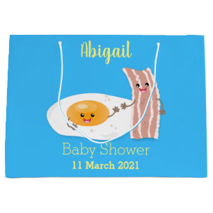 Cute kawaii egg and bacon cartoon illustration groot cadeauzakje