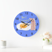 Cute kawaii egg and bacon cartoon illustration grote klok (Huis)