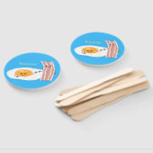 Cute kawaii egg and bacon cartoon illustration handwaaier (Niet-gemonteerd)