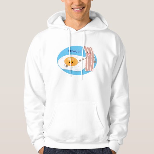 Cute kawaii egg and bacon cartoon illustration hoodie (Voorkant)