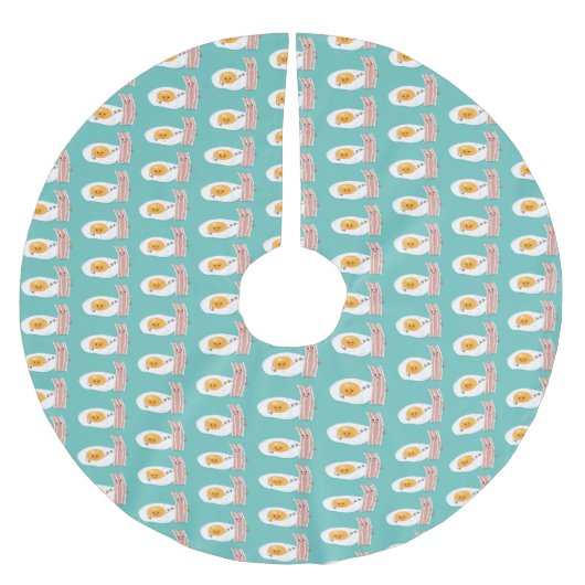 Cute kawaii egg and bacon cartoon illustration kerstboom rok (Voorkant)