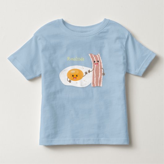 Cute kawaii egg and bacon cartoon illustration kinder shirts (Voorkant)