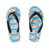 Cute kawaii egg and bacon cartoon illustration kinder teenslippers (Voetbed)
