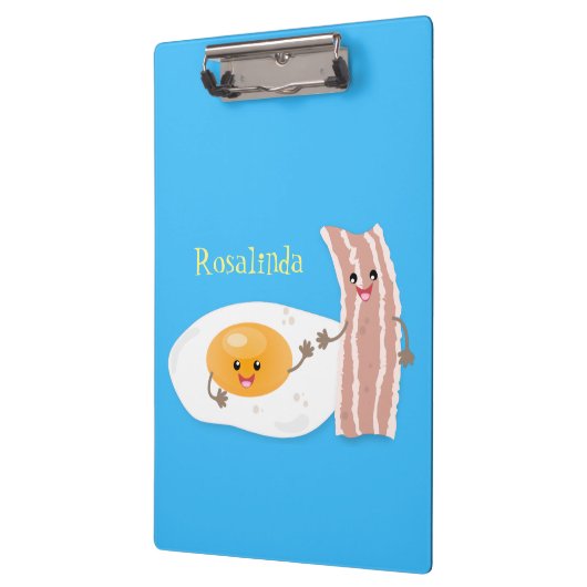 Cute kawaii egg and bacon cartoon illustration klembord (Links)