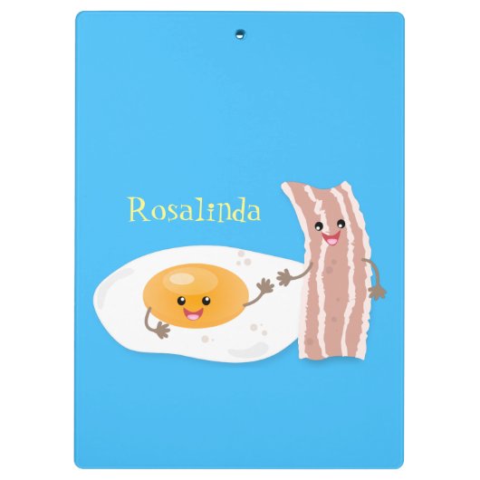 Cute kawaii egg and bacon cartoon illustration klembord (Achterkant)