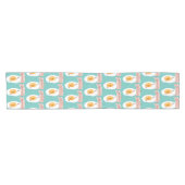 Cute kawaii egg and bacon cartoon illustration korte tafelloper (Horizontaal)