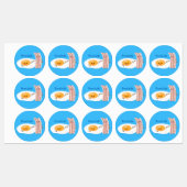 Cute kawaii egg and bacon cartoon illustration labels (Vel)