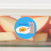 Cute kawaii egg and bacon cartoon illustration labels (Aangebracht)