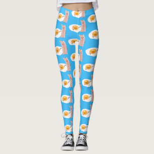 Cute kawaii egg and bacon cartoon illustration leggings