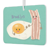 Cute kawaii egg and bacon cartoon illustration luchtverfrisser (Links)