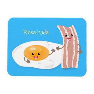 Cute kawaii egg and bacon cartoon illustration magneet