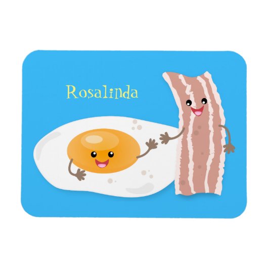 Cute kawaii egg and bacon cartoon illustration magneet (Horizontaal)