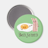 Cute kawaii egg and bacon cartoon illustration magneet (Voorkant / Achterkant)