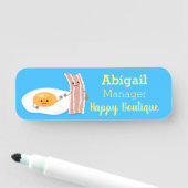 Cute kawaii egg and bacon cartoon illustration naamplaatje (In situ)