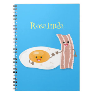 Cute kawaii egg and bacon cartoon illustration notitieboek