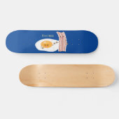 Cute kawaii egg and bacon cartoon illustration persoonlijk skateboard (Horizontaal)