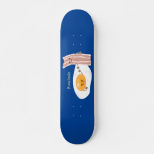 Cute kawaii egg and bacon cartoon illustration persoonlijk skateboard