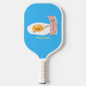 Cute kawaii egg and bacon cartoon illustration pickleball paddle (Achterkant)
